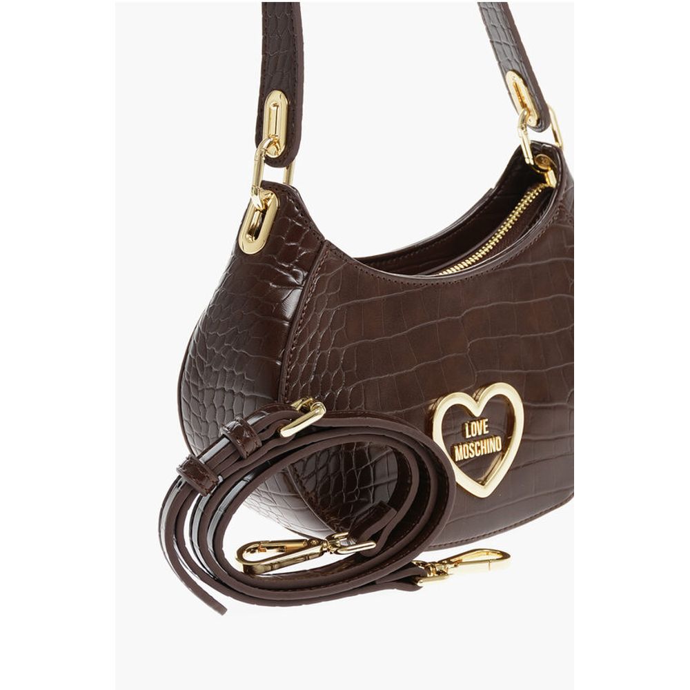 Moschino LOVE Crocodile Effect Faux Leather Hobo Bag