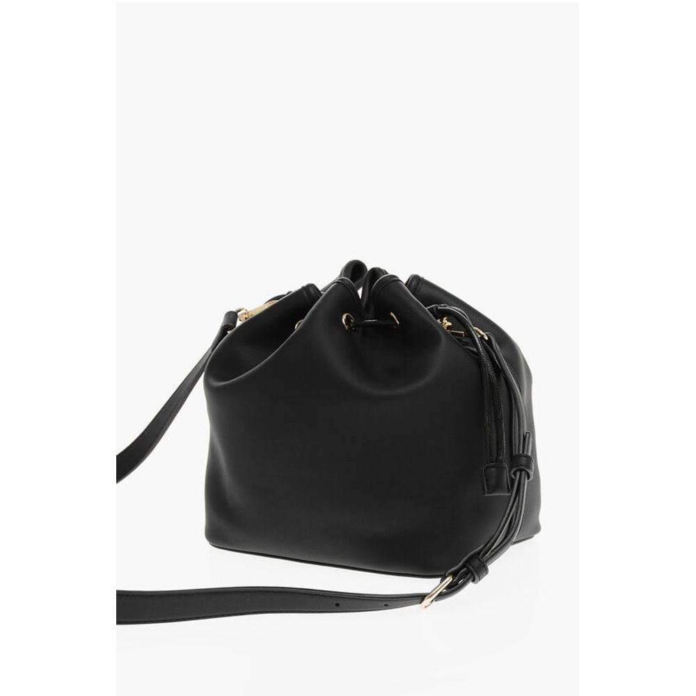 Moschino LOVE Faux Leather Bucket Bag with Golden Maxi Logo