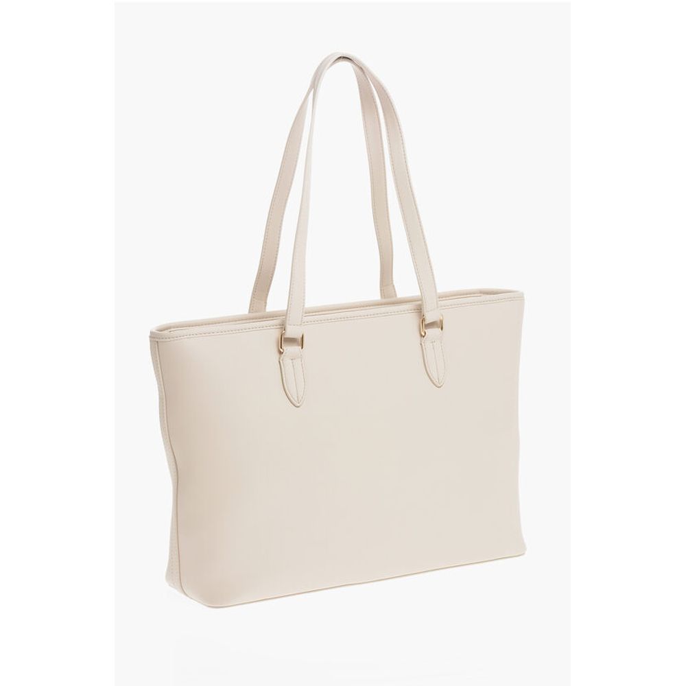 Moschino LOVE Faux Leather Tote Bag with Golden Embossed Maxi Logo