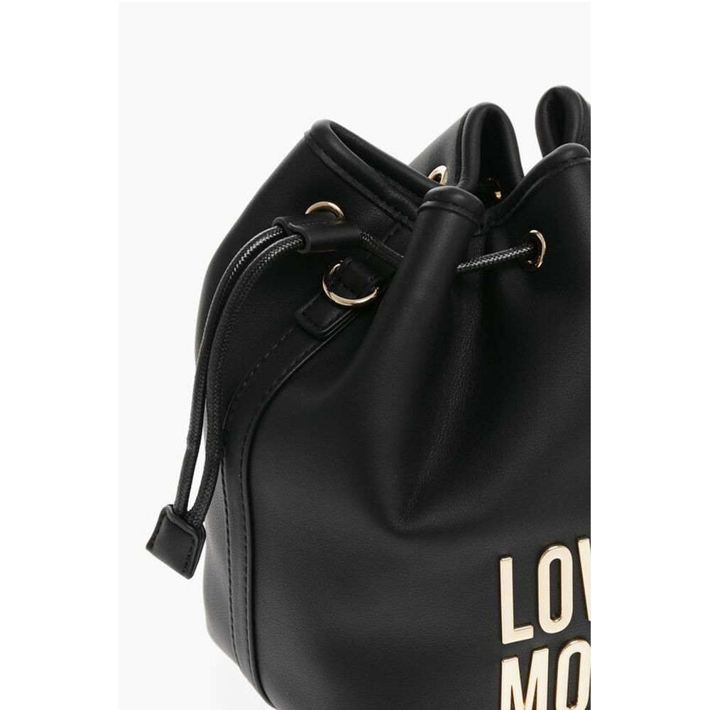 Moschino LOVE Faux Leather Bucket Bag with Golden Maxi Logo