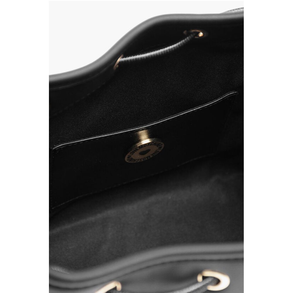Moschino LOVE Faux Leather Bucket Bag with Golden Maxi Logo