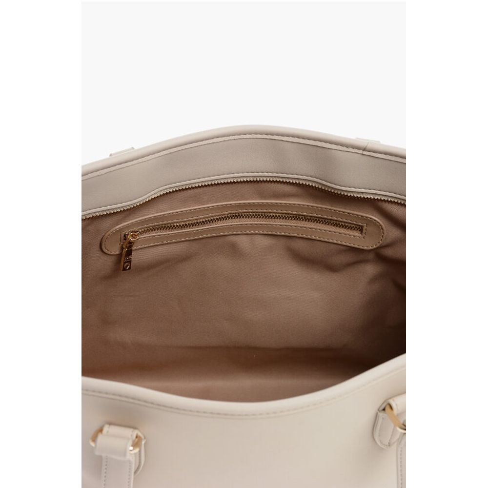 Moschino LOVE Faux Leather Tote Bag with Golden Embossed Maxi Logo
