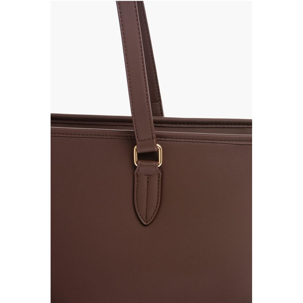 Moschino LOVE Faux Leather Tote Bag with Golden Embossed Maxi Logo