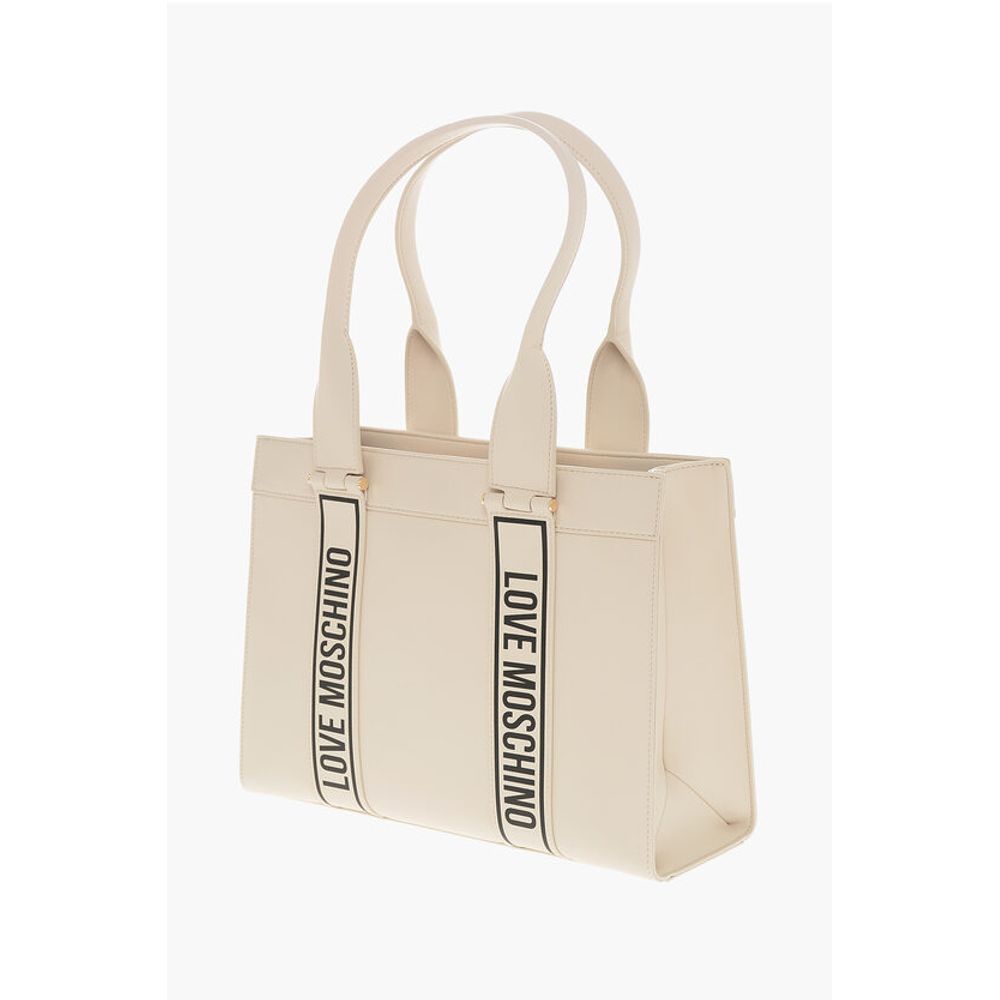 Moschino LOVE MOSCHINO Faux Leather Tote Bag with Logoed Bands
