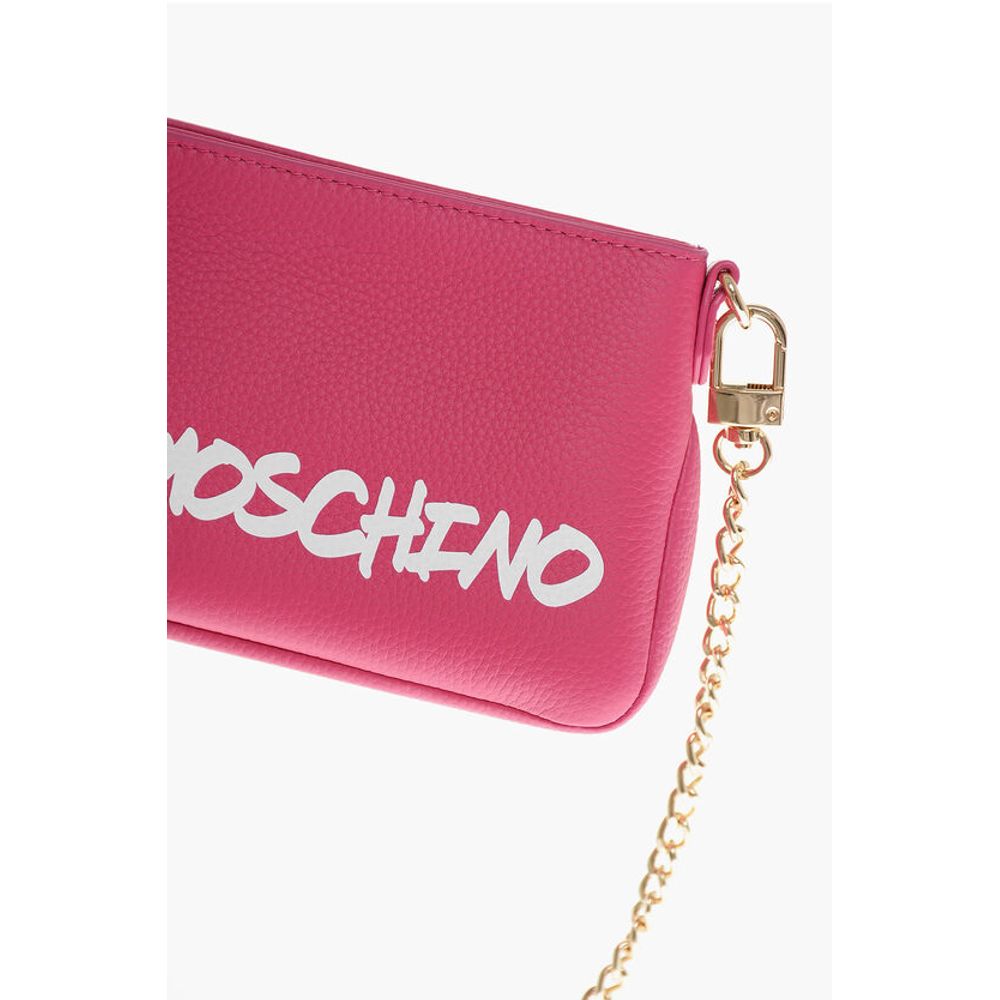 Moschino LOVE Textured Leather Shoulder Bag with Graffiti Logo-Print