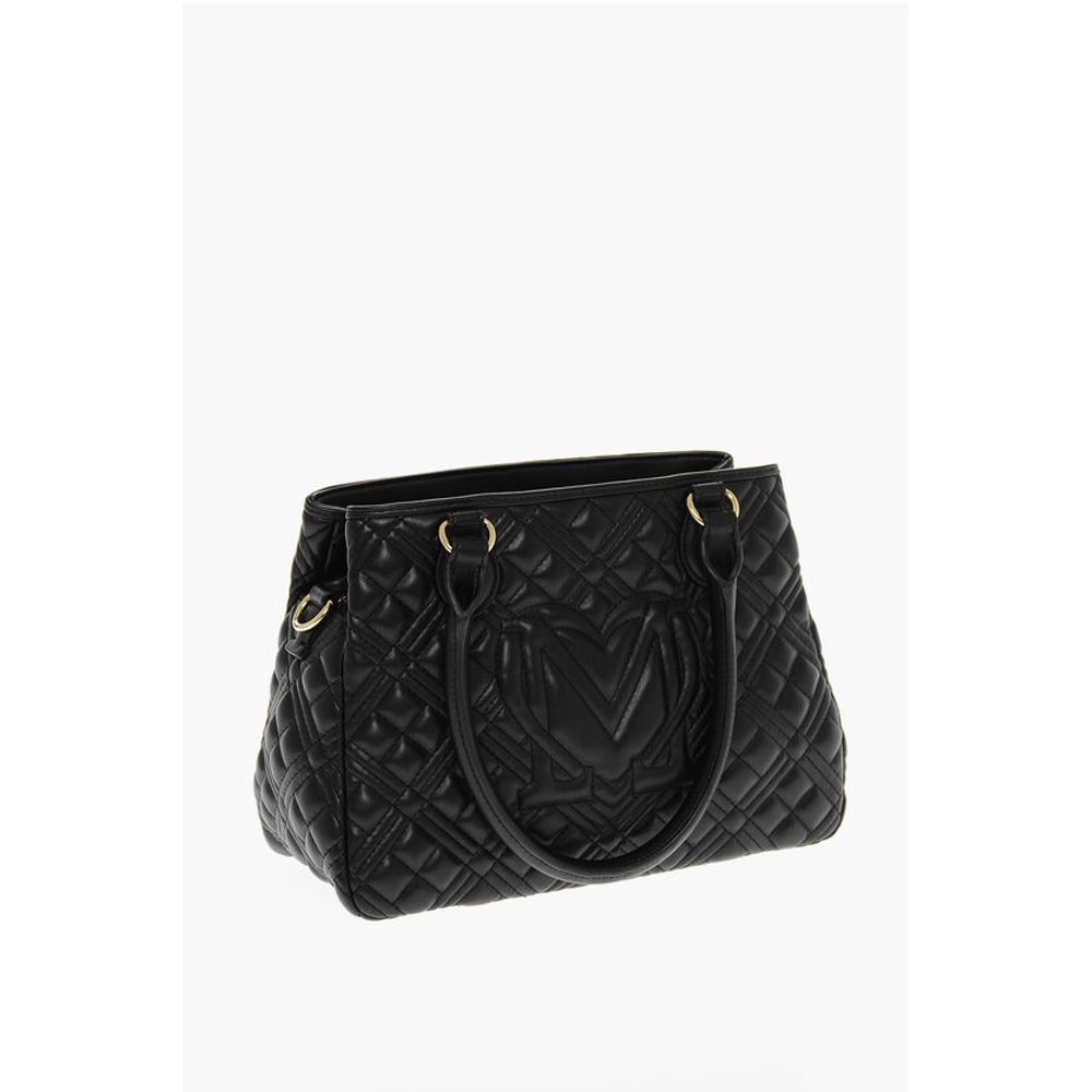 Moschino LOVE Quilted Faux Leather Hand Bag with Embossed Logos