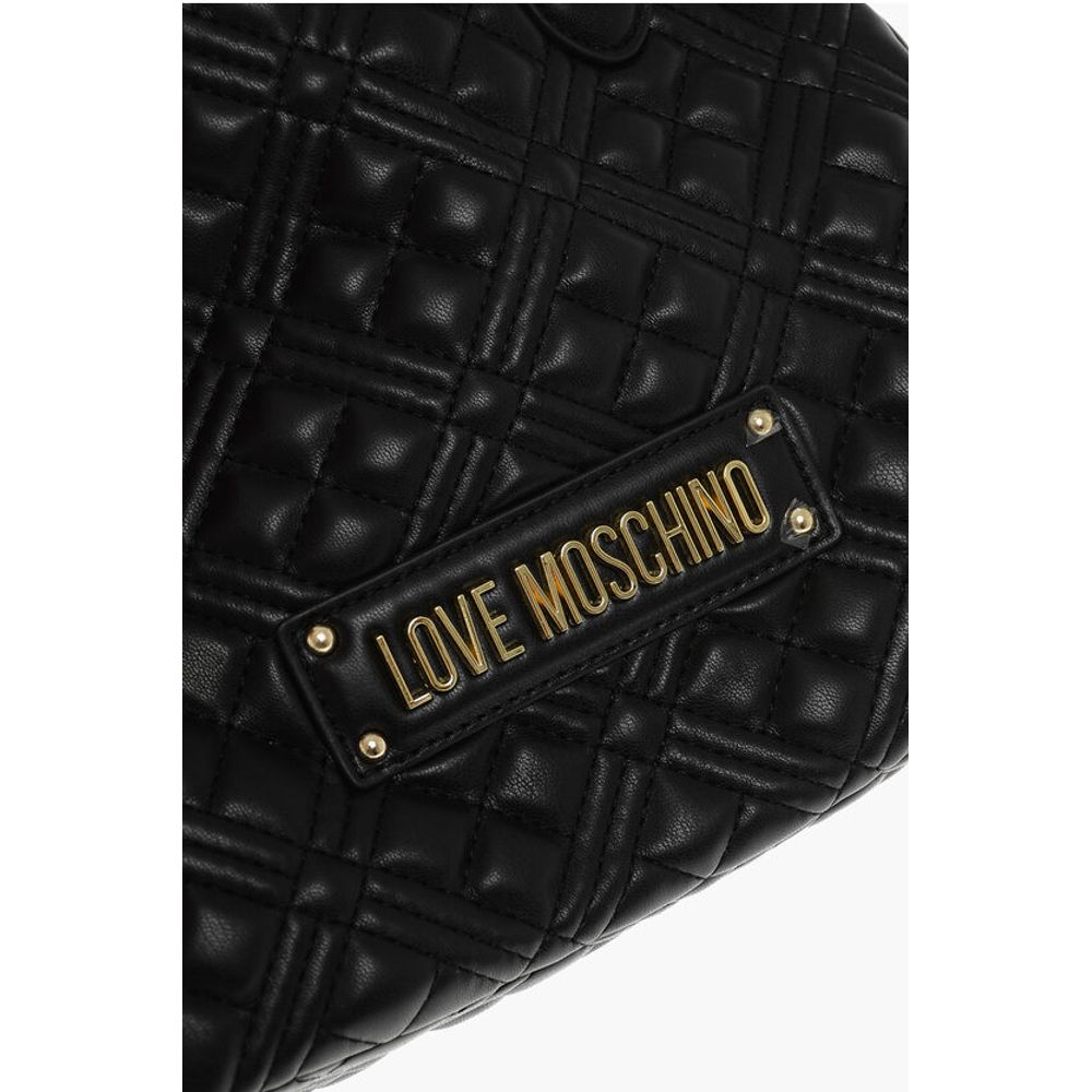 Moschino LOVE Quilted Faux Leather Hand Bag with Embossed Logos