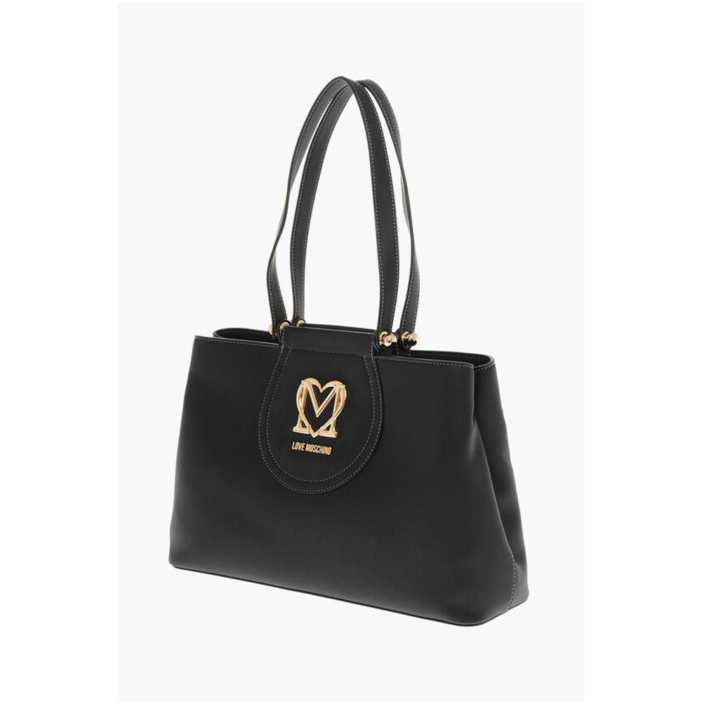 Moschino LOVE Faux Leather Tote Bag with Golden Logo