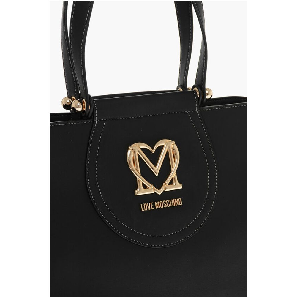 Moschino LOVE Faux Leather Tote Bag with Golden Logo