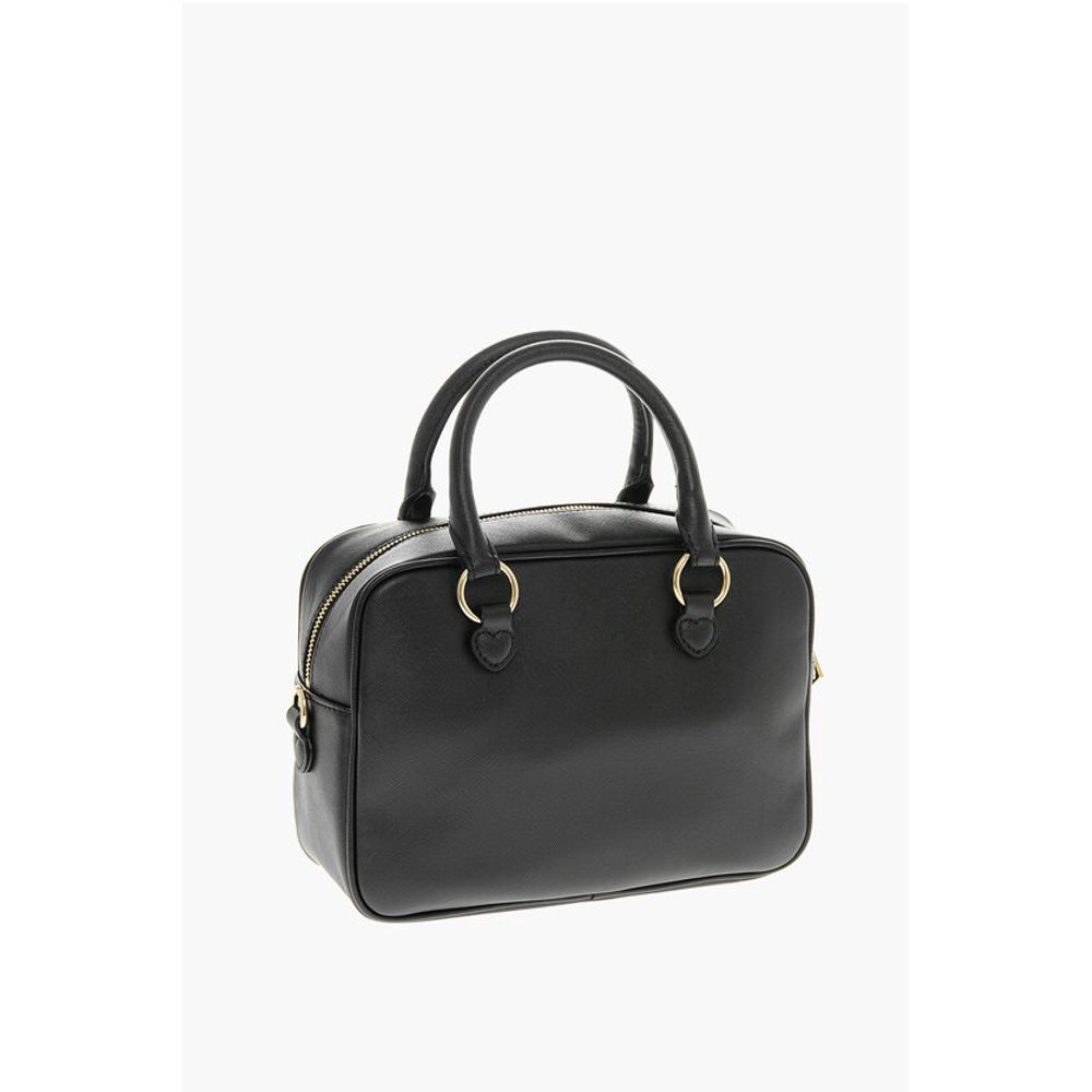 Moschino LOVE Saffiano Faux Leather Bag with Gold-colored Metal Logo