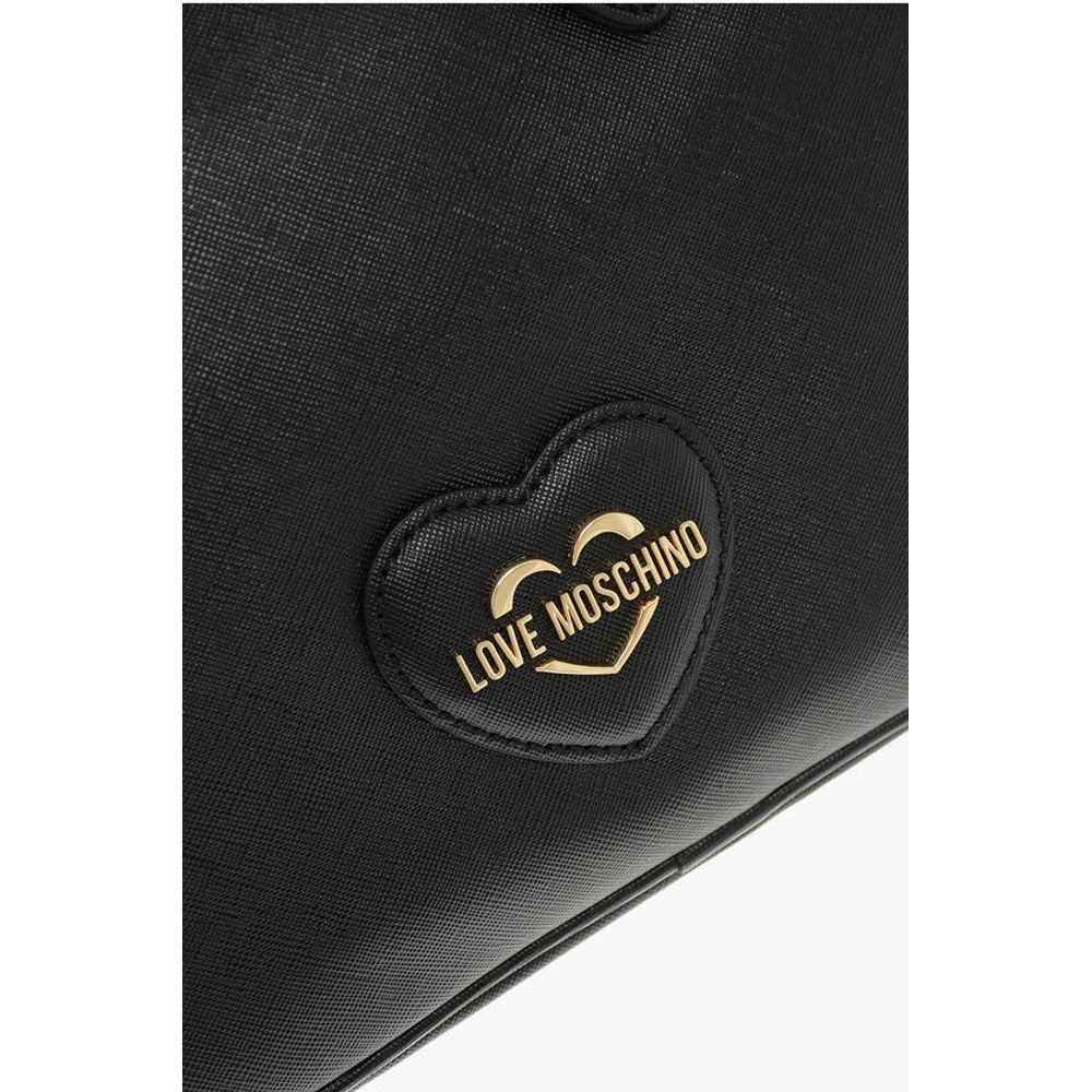 Moschino LOVE Saffiano Faux Leather Bag with Gold-colored Metal Logo