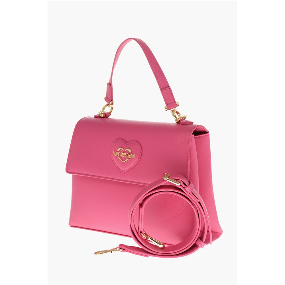Moschino LOVE Saffiano Faux Leather Hande Bag with Removable Shoulder
