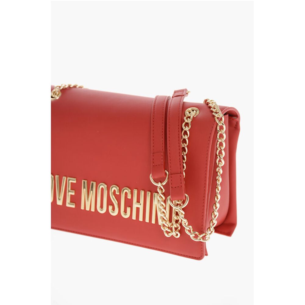 Moschino LOVE Faux Leather Shoulder Bag with Maxi Golden Logo