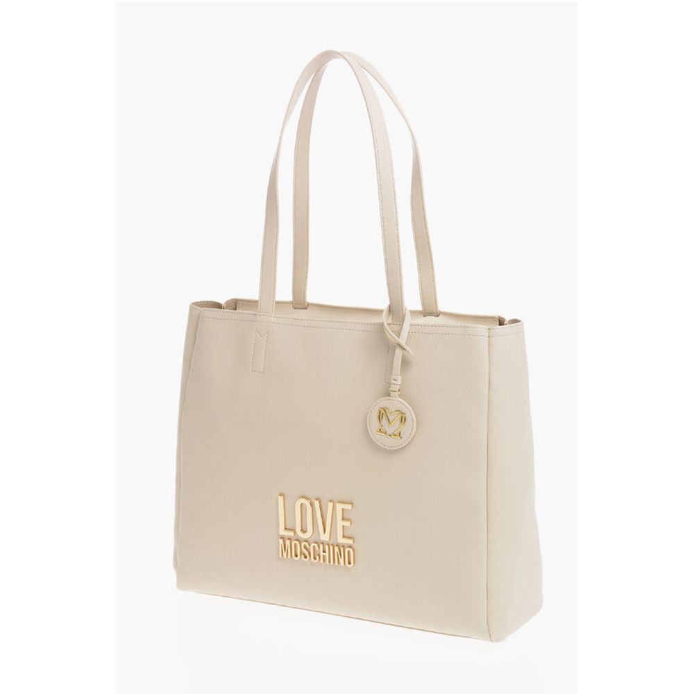 Moschino LOVE Faux Leather Tote Bag with Golden Logo