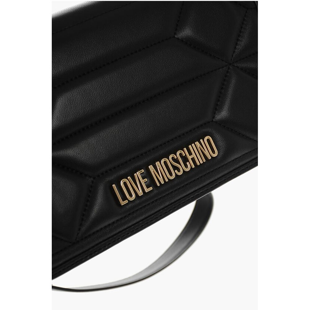 Moschino LOVE Leather Shoulder Bag with Golden Effect Logo
