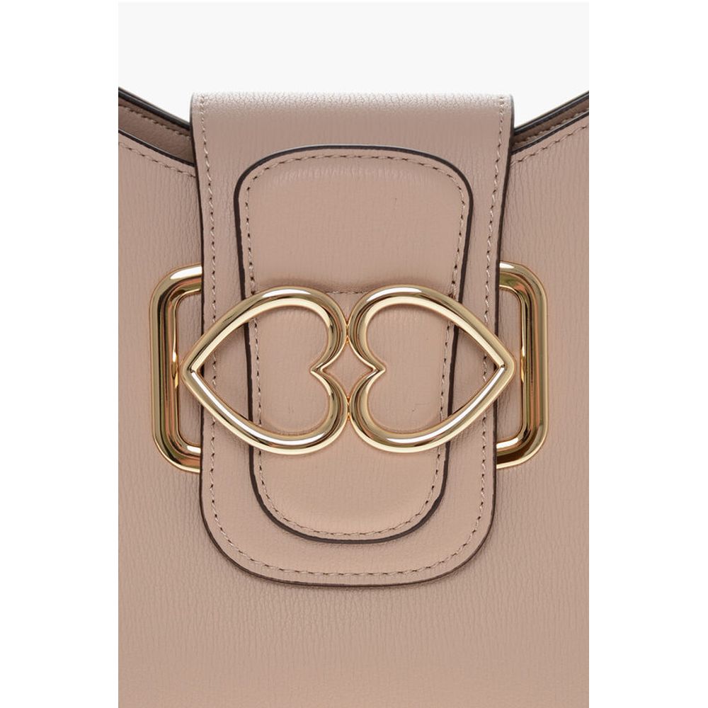 Moschino LOVE Faux Leather Shoulder Bag with Golden Hearts