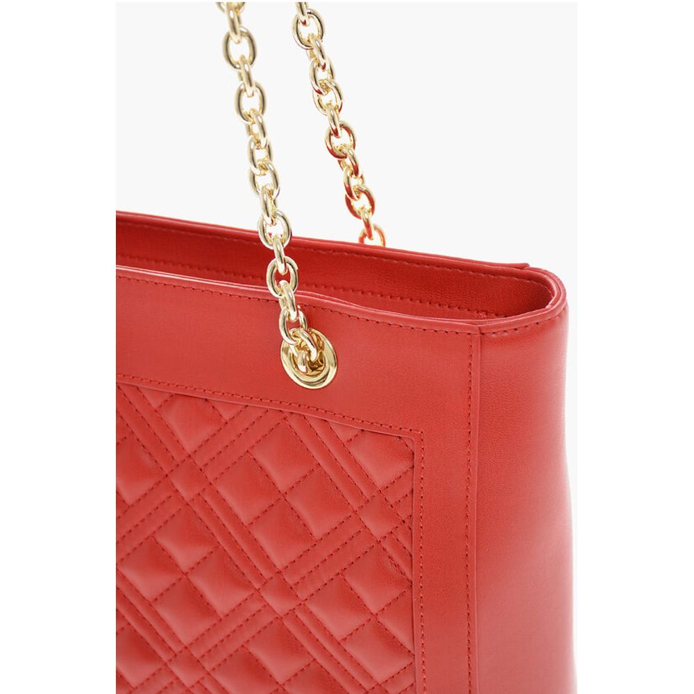 Moschino LOVE Quilted Tote Bag with Golden Chain