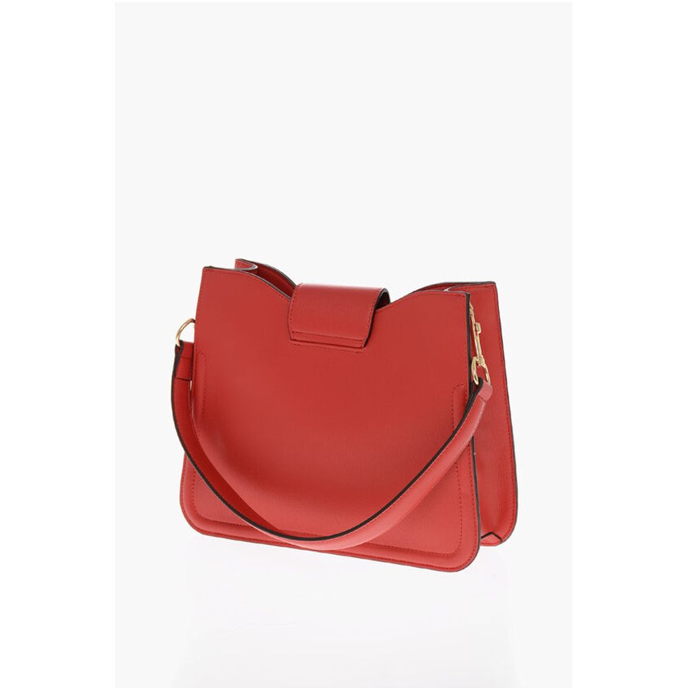 Moschino LOVE Faux Leather Shoulder Bag with Golden Hearts