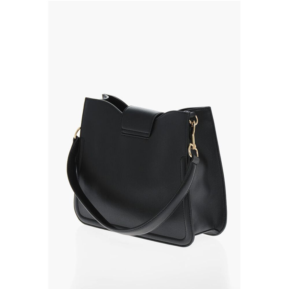 Moschino LOVE Faux Leather Shoulder Bag with Golden Hearts
