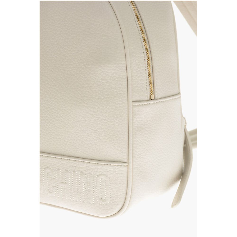 Moschino LOVE Textured Faux Leather Backpack with Embossed Logo