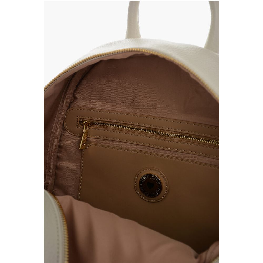 Moschino LOVE Textured Faux Leather Backpack with Embossed Logo