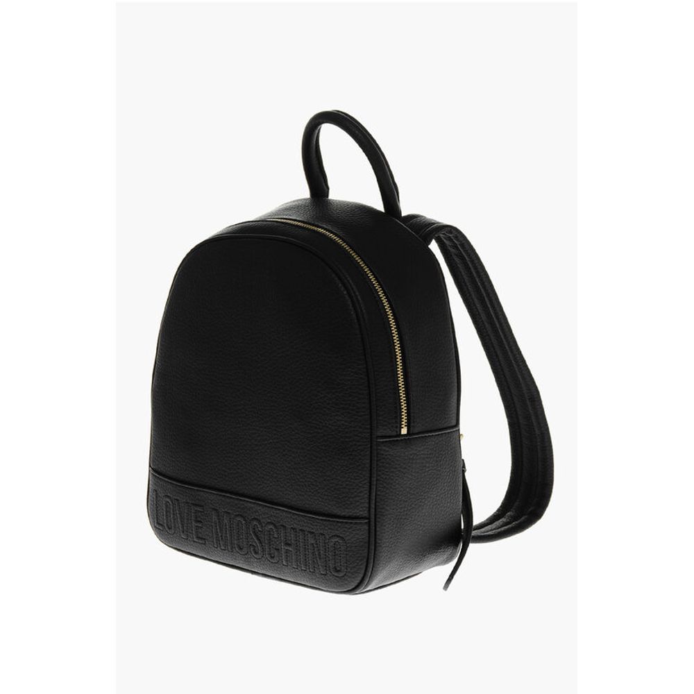 Moschino LOVE Textured Faux Leather Backpack with Embossed Logo