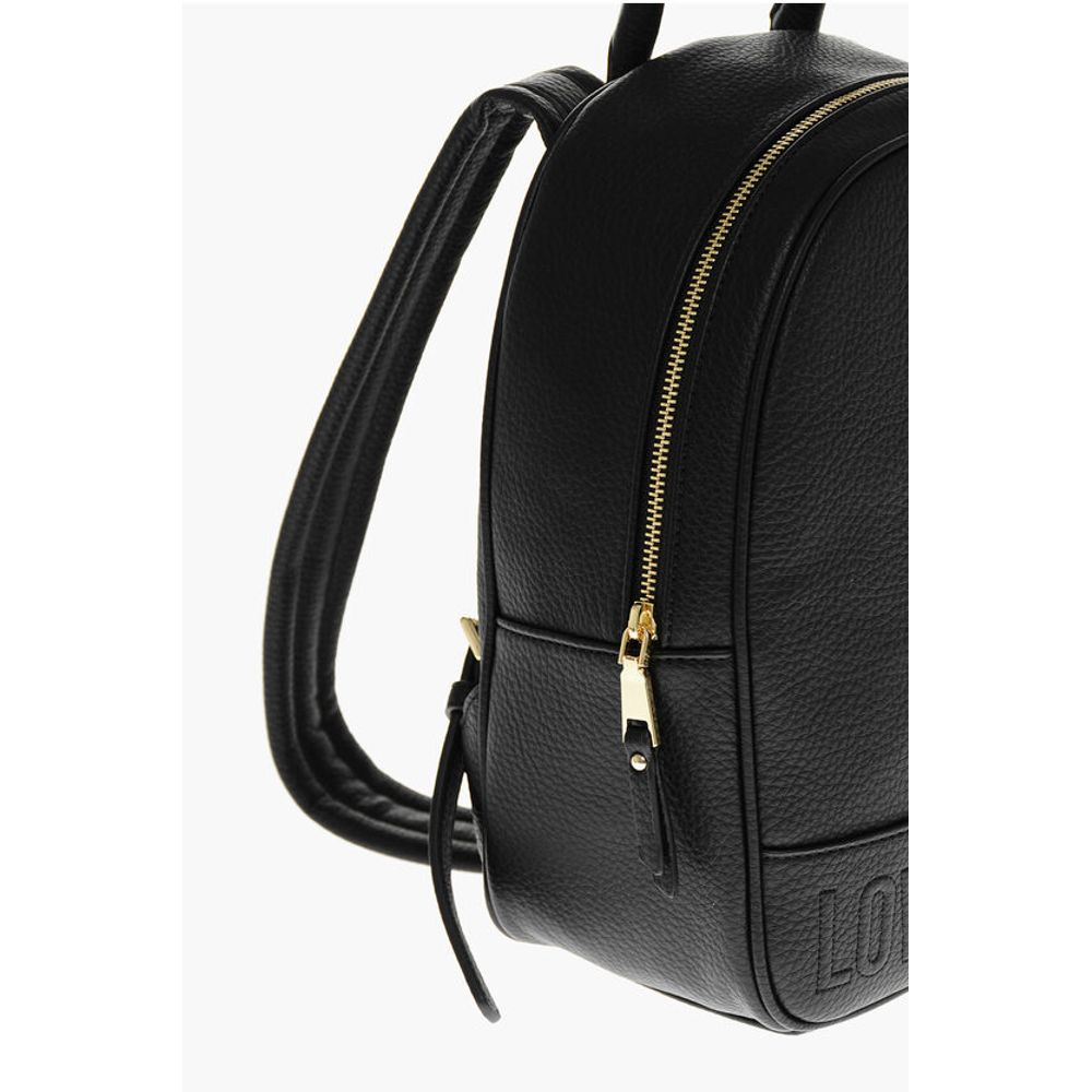 Moschino LOVE Textured Faux Leather Backpack with Embossed Logo
