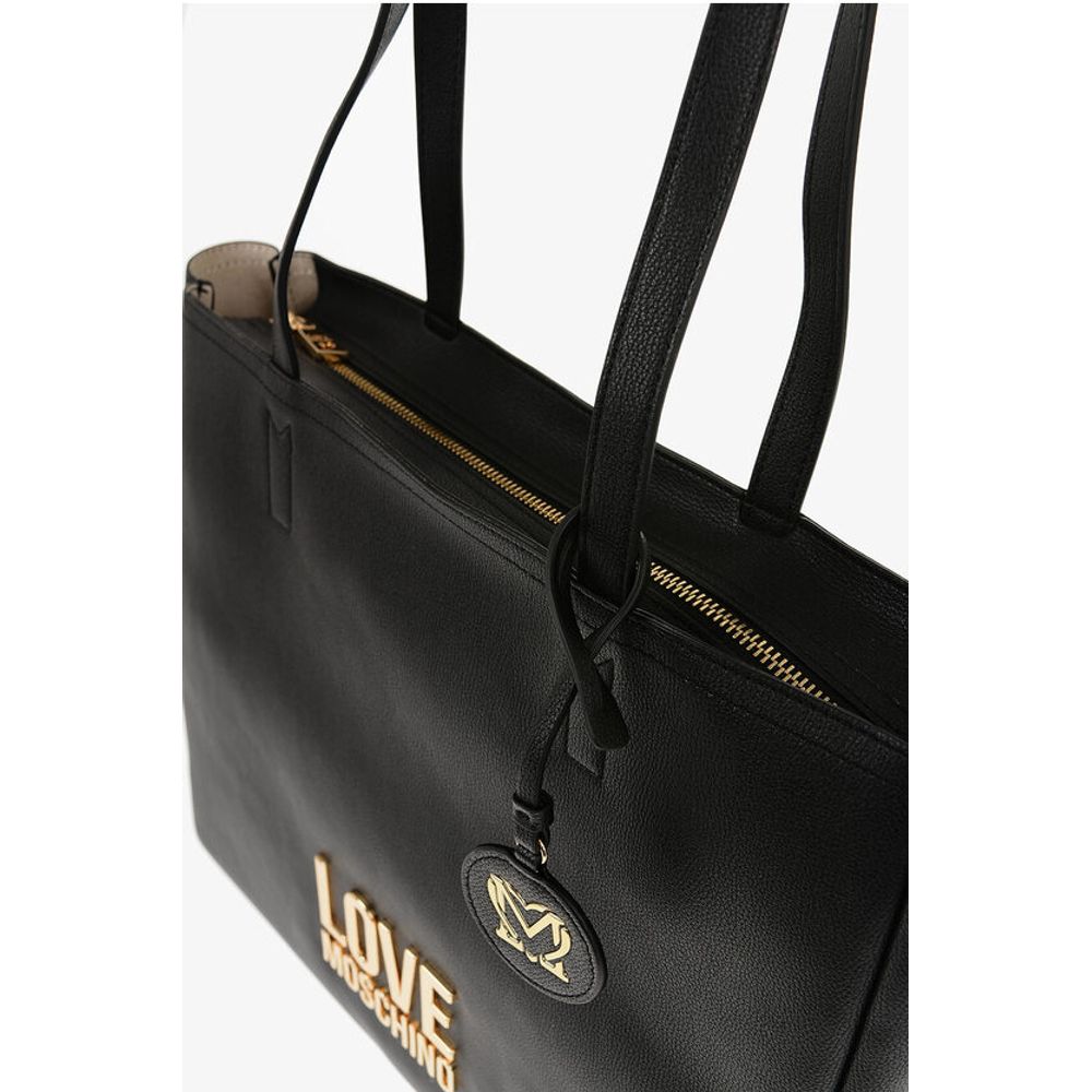 Moschino LOVE Faux Leather Shoulder Bag with Golden Logo