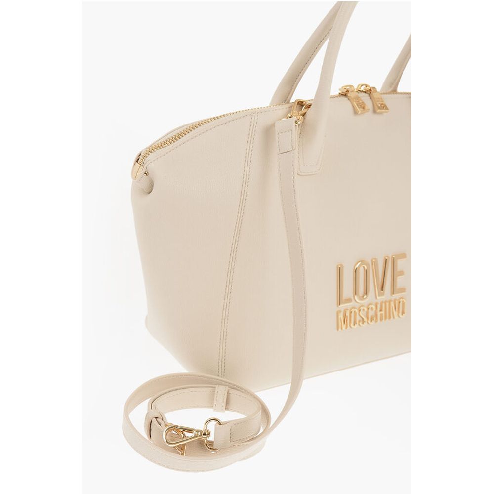 Moschino LOVE Faux Leather Tote Bag with Golden Logo
