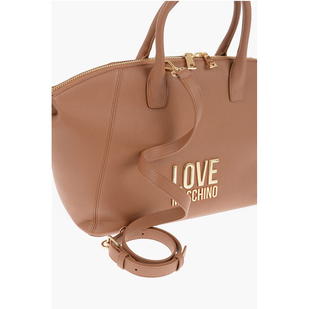 Moschino LOVE Faux Leather Tote Bag with Golden Logo