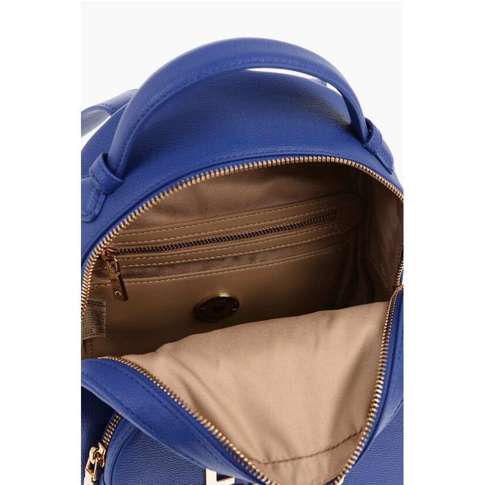 Moschino LOVE Solid Color Faux Leather Backpack with Golden Logo
