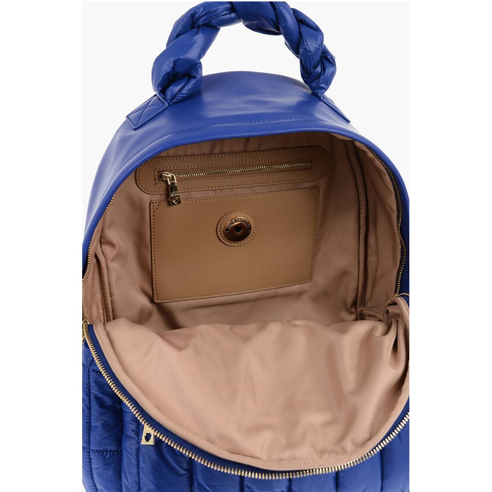 Moschino LOVE Quilted Nylon Backpack with Faux Leather Trims