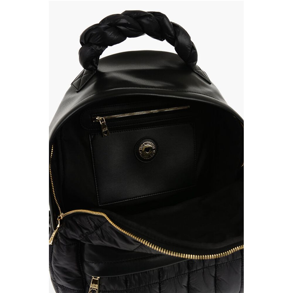 Moschino LOVE Quilted Nylon Backpack with Faux Leather Trims