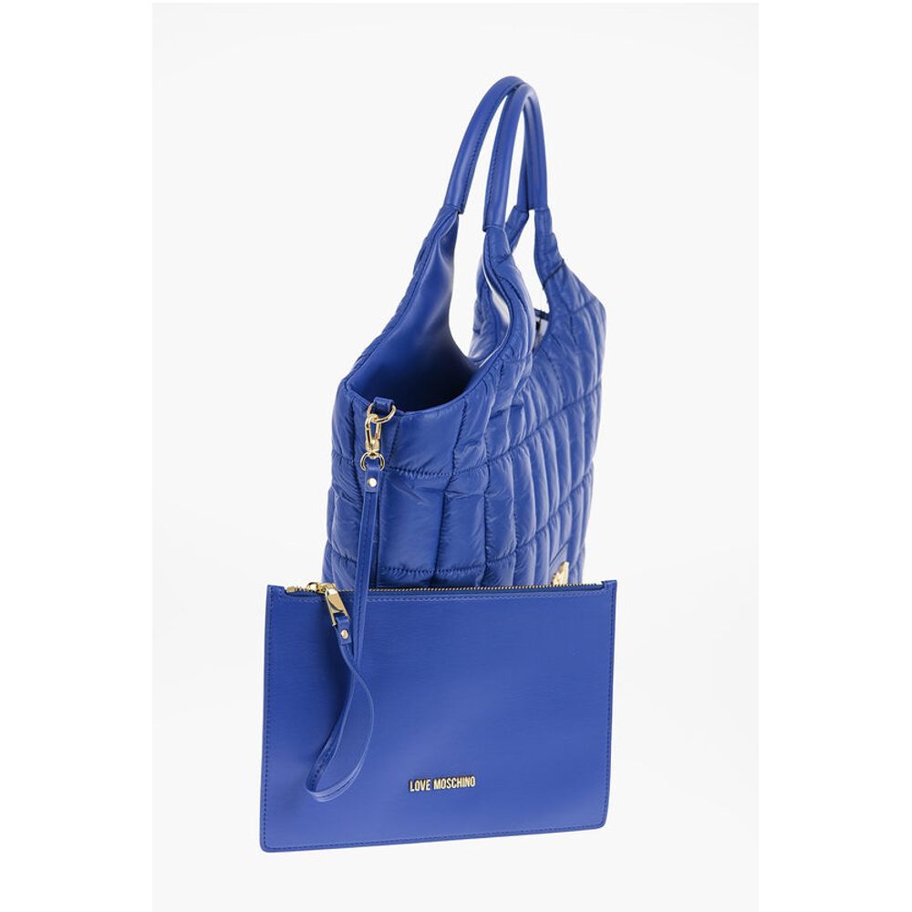Moschino LOVE Quilted Nylon Tote Bag with Faux Leather Trims