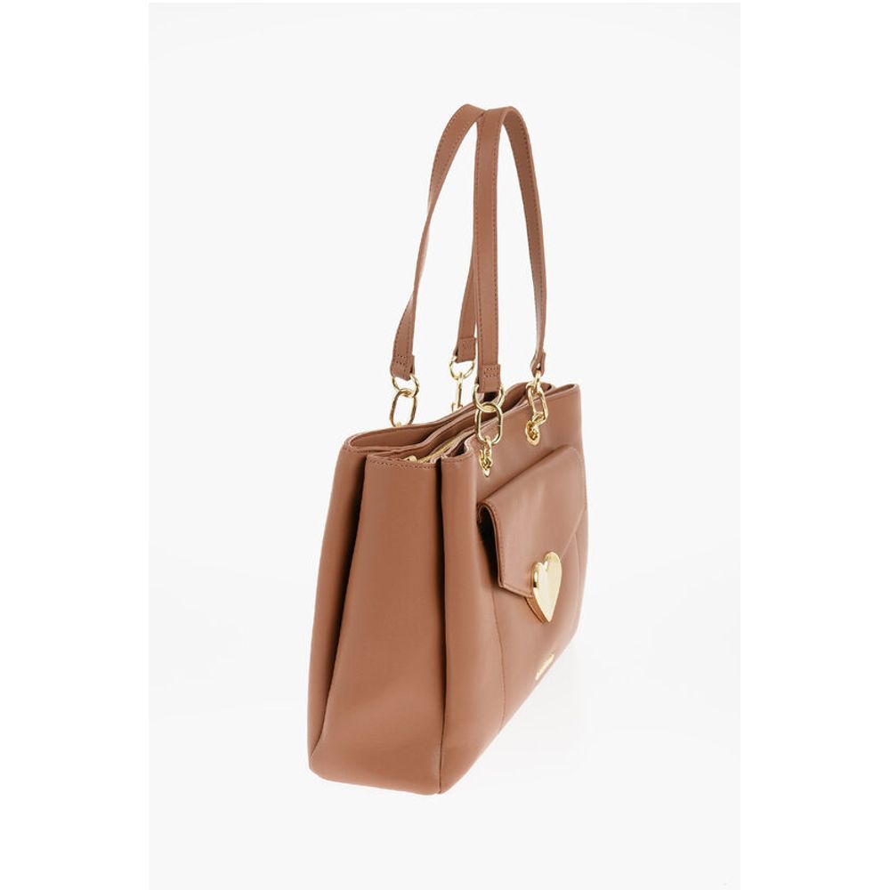 Moschino LOVE Faux Leather Tote Bag with Golden Logo