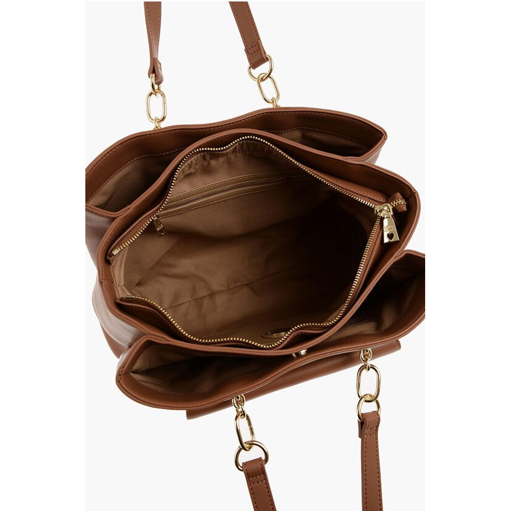 Moschino LOVE Faux Leather Tote Bag with Golden Logo