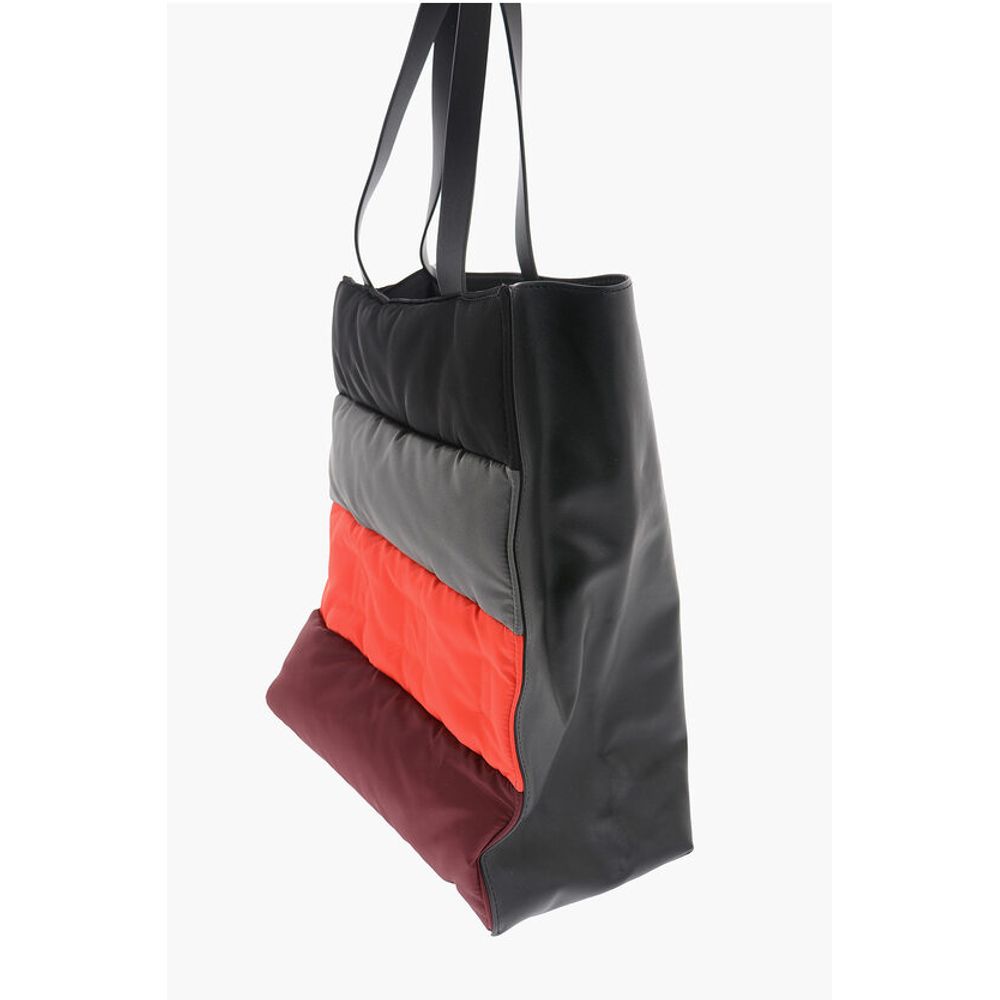 Marni Barvni blok usnja in tkanine Tote Bag