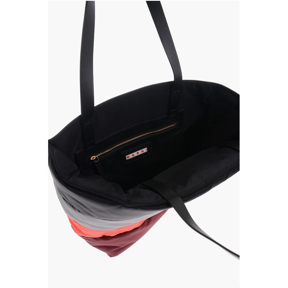 Marni Barvni blok usnja in tkanine Tote Bag