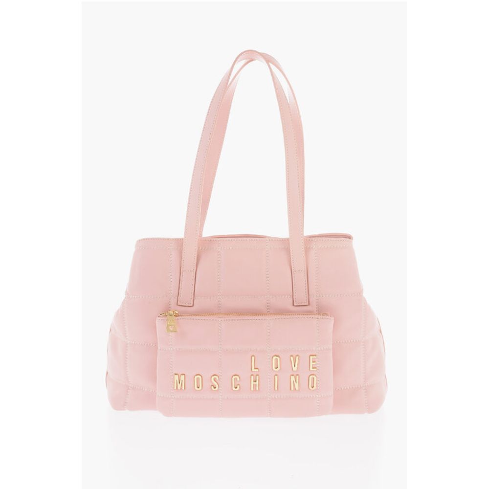 Moschino LOVE Quilted Faux Leather Shoulder Bag with Golden Logo