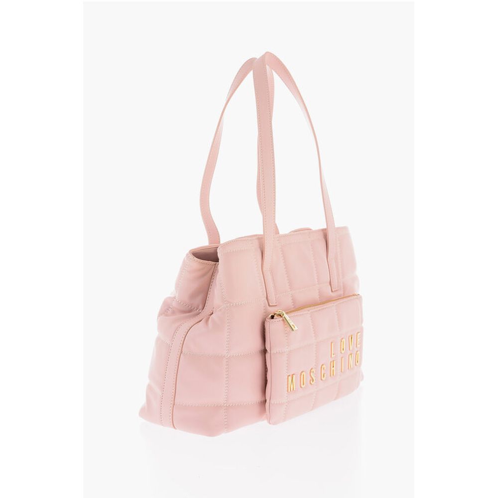 Moschino LOVE Quilted Faux Leather Shoulder Bag with Golden Logo