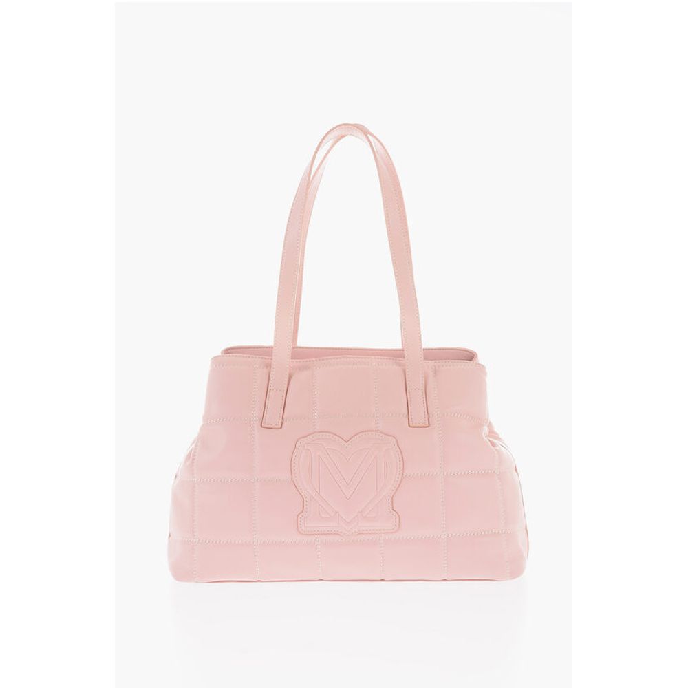 Moschino LOVE Quilted Faux Leather Shoulder Bag with Golden Logo