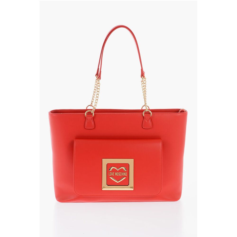 Moschino LOVE Faux Leather Tote Bag with Golden Details