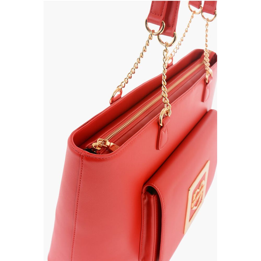 Moschino LOVE Faux Leather Tote Bag with Golden Details