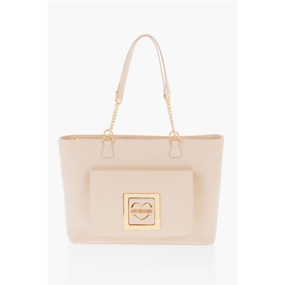Moschino LOVE Faux Leather Tote Bag with Golden Details
