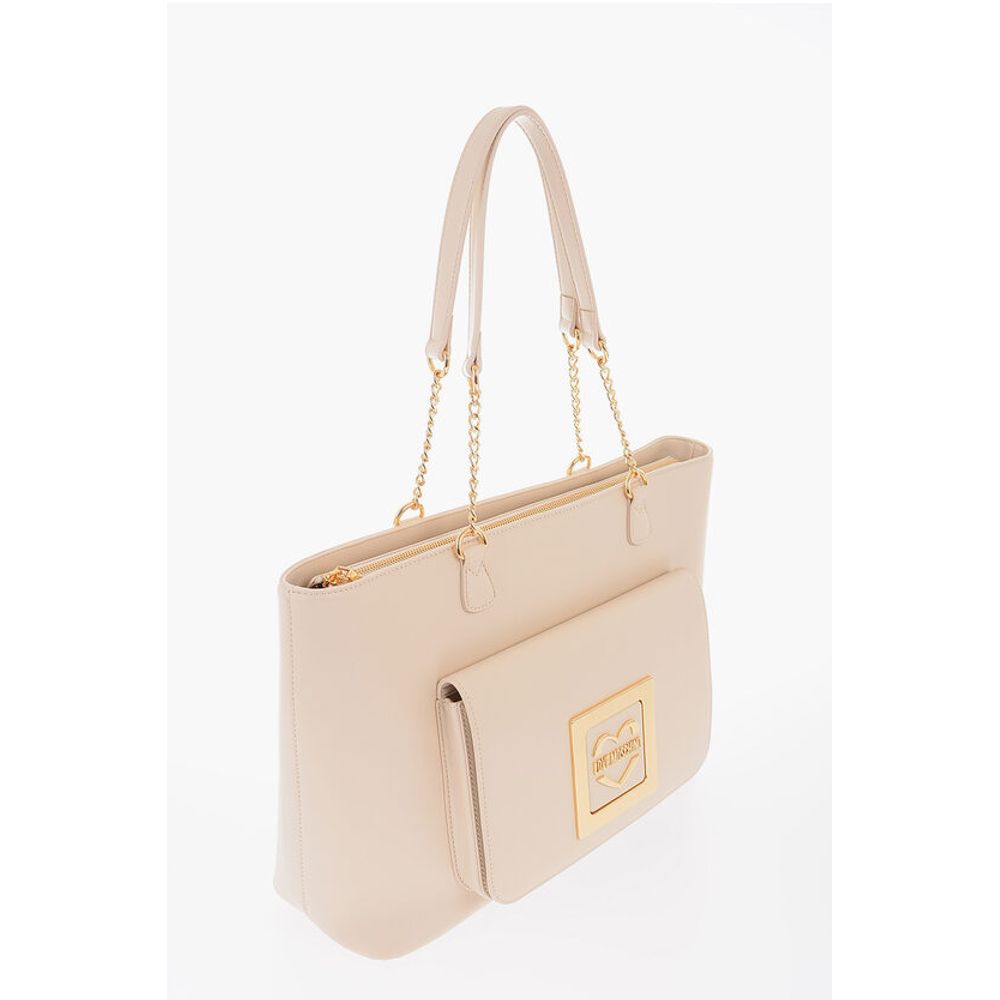 Moschino LOVE Faux Leather Tote Bag with Golden Details