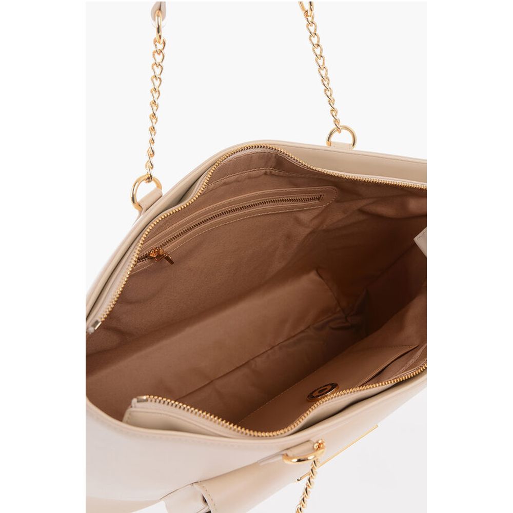 Moschino LOVE Faux Leather Tote Bag with Golden Details
