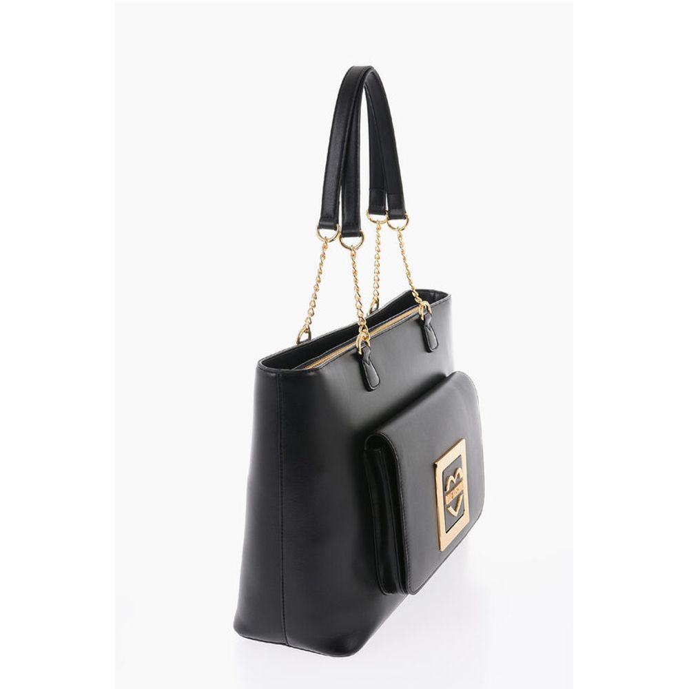 Moschino LOVE Faux Leather Tote Bag with Golden Details