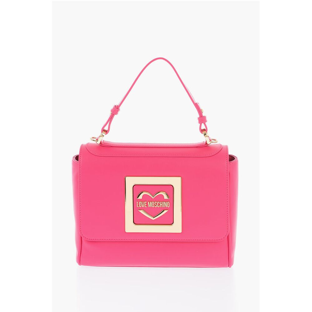Moschino LOVE Faux Leather Shoulder Bag with Metal Golden Logo