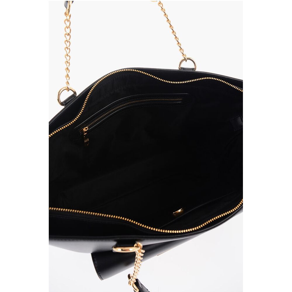 Moschino LOVE Faux Leather Tote Bag with Golden Details