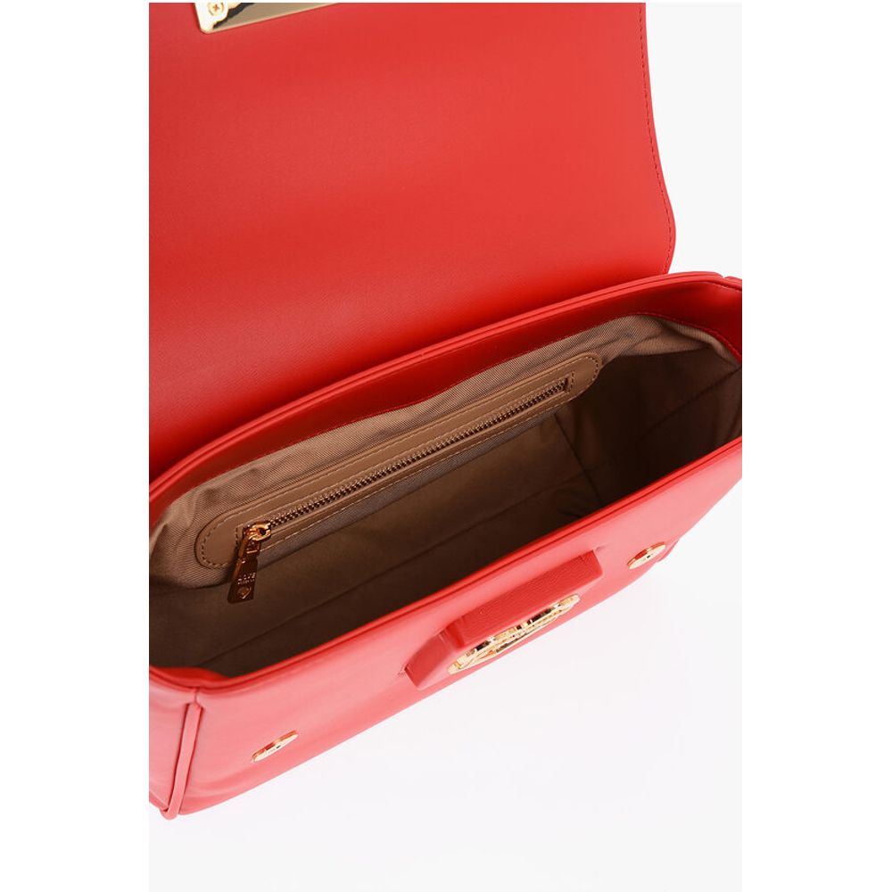 Moschino LOVE Faux Leather Shoulder Bag with Metal Golden Logo